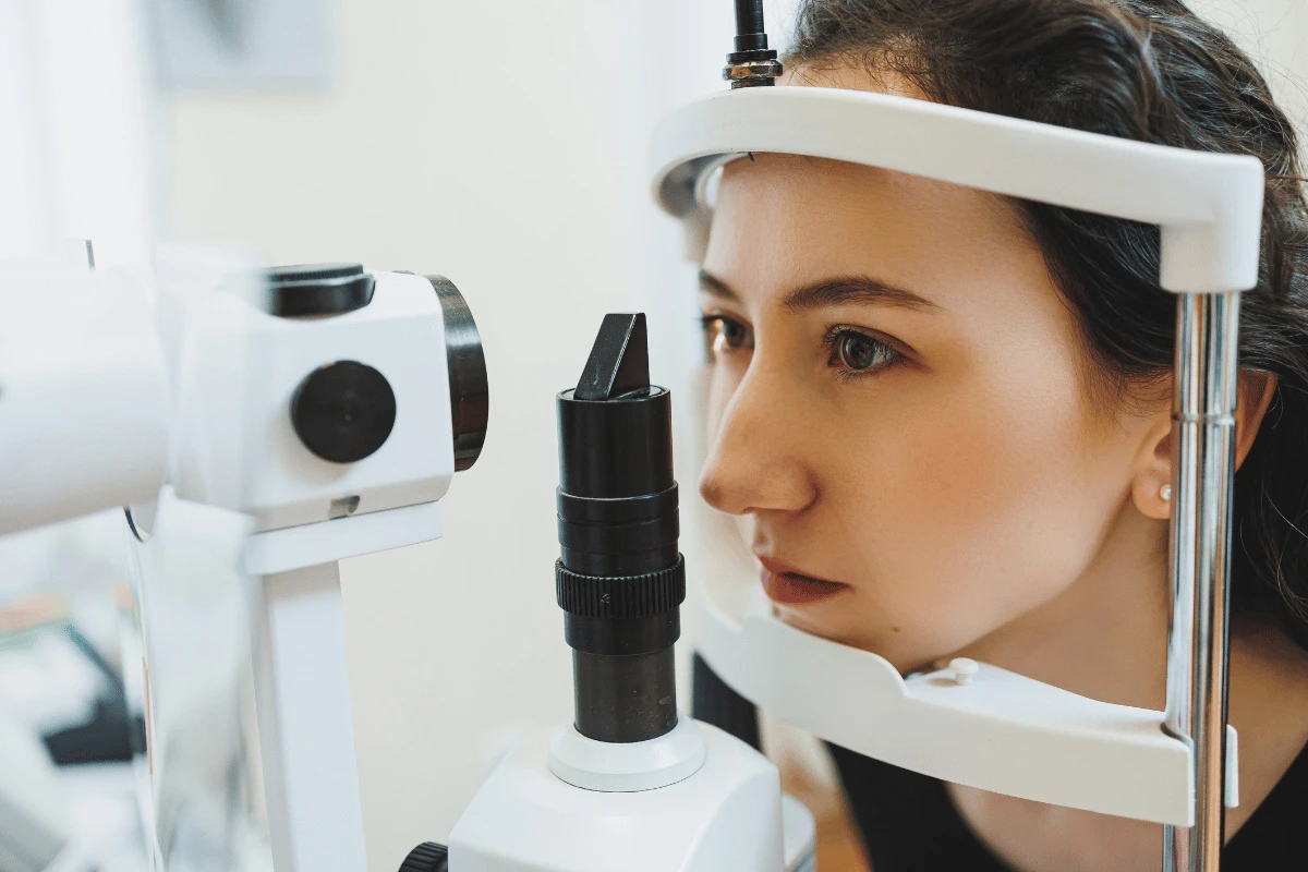 a woman getting a diabetic eye exam